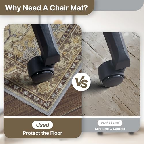 36"x60" Office Chair Mat for Hardwood Floor, Non-Slip Washable Brown - Image 4