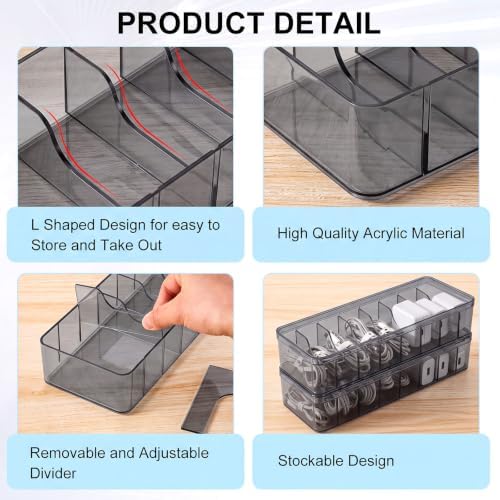 Tatuo Cord Organizer for Drawer Desktop, Gray, 4 Pack - Image 4