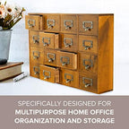 Card Catalog Desk Drawer Organizer - Wooden Storage Box with 16 Drawers - Home Office Desk Organizer Curio Cabinet - Rustic Drawers Dressers for Countertop- Apothecary Cabinet Tea Coffee Pod Storage - Image 6