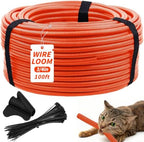 Oleitodh 100 ft 3/4 in OD Orange Split Wire Loom Tubing, with 50 Ties by Oleitodh