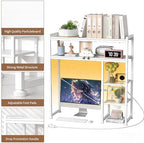 Aetheris Desktop Organizer Shelf, 30" Wooden Office Storage Rack with Outlets, Display Shelf Rack with Light Strip, 5 Tier Desktop Display Rac, Desk Shelf, Desk Hutch for Computer Monitor (White) - Image 7