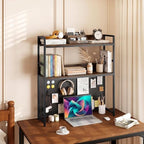 POWERSTONE 2-Tier Desktop Bookshelf for Monitors up to 32", Rustic Brown - Image 2