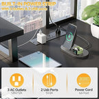 Aheaplus Small L Shaped Desk Gaming Desk with LED Lights & Power Outlets - Image 4