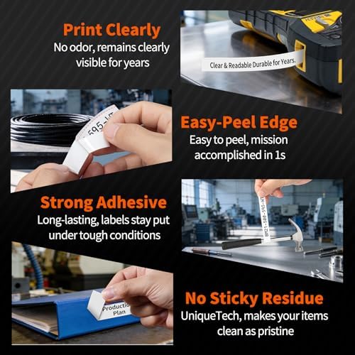 5-Pack Compatible M21-500-595-WT All-Weather Vinyl Label White .5'' W 21' L - Image 4
