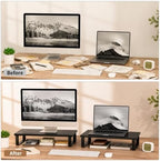 XINYAO 2 Pack Monitor Riser for Desk, Wood and Steel, 16*12*3 inch, Black - Image 5