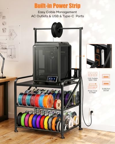 AHOWPD 3D Printer Stand with Filament Storage, Sturdy Heavy Duty Workbench - Image 2