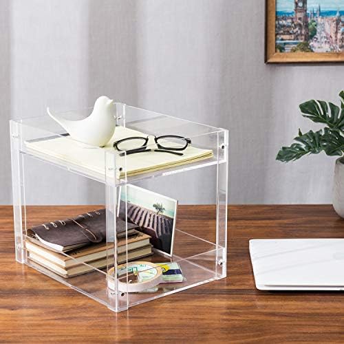 MyGift 2-Tier Premium Clear Acrylic Desk Letter Tray Organizer, A4 Size 2 Tier Document Organizer Desktop File Paper Holder Rack for Home and Office - Image 2
