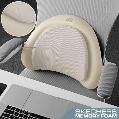 Skechers Lumbar Pillow Premium Memory Foam, Double-Layer-Office Chair Cushion for Tailbone Pain Relief,Butt Pillow for Office Chair,Car seat Cushion,Long Sitting Office Workers,and Car Drivers,Beige - Image 4