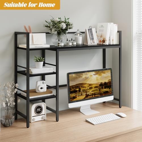 HavenlyYouth Desk Shelf, 38.6 Inch Wood Desk Organizer Shelf for Computer Monitor, Desk Hutch Storage, Desktop Shelf for Top of Desk, 3 Tier Desktop Bookshelf for Home Office Dorm, Black - Image 2
