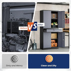 Yizosh Metal Garage Storage Cabinet with Locking Doors and Adjustable Shelves, 71" Steel Tool Storage Cabinet with 1 Drawer for Garage,Office,Warehouse (Gray Black) - Image 7