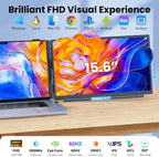 15.6" Laptop Screen Extender, 1080P FHD Detachable Portable Monitor for Laptop with Independent Stand, Vertical Travel Monitor Extender for Mac/Windows/Android/Game Console - Image 2