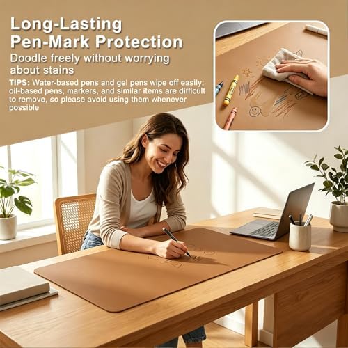 Computer Keyboard Mat for Office and Home, PU Leather Desk Pad Protector, PU Non-Slip Desk Blotter, Office Desk Mat, Large Laptop Mouse Pad, Waterproof Writing Pad 24 x 40 inch - Image 6