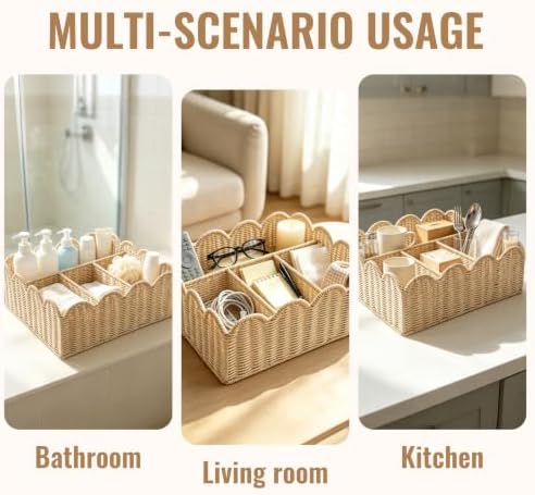 Diaper Caddy Organizer, Scalloped Changing Table Organizer with 4 Dividers - Image 7