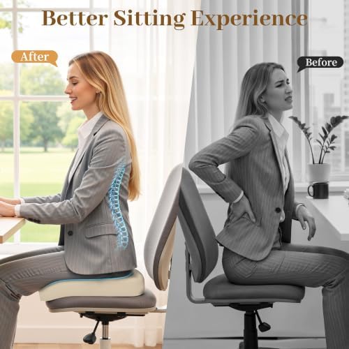 TranquilRelax XL Memory Foam Seat Cushion for Office Chair, Khaki - Image 5