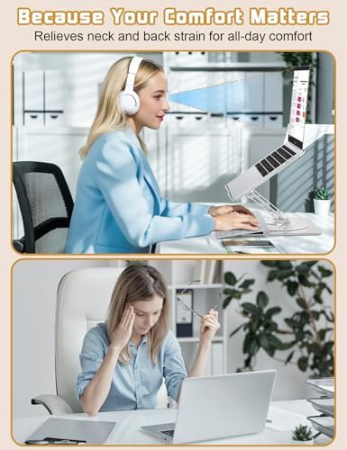 Adjustable Rotating Laptop Stand for Desk, Aluminum Riser, Silver - Image 6