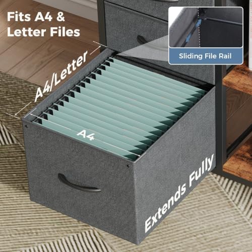 DUMOS 3 Drawer Mobile File Cabinet, Rolling Printer Stand with Storage - Image 5