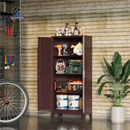COFaR Metal Storage Cabinet with Shelves and Doors, 61in Tall, Walnut Red - Image 4