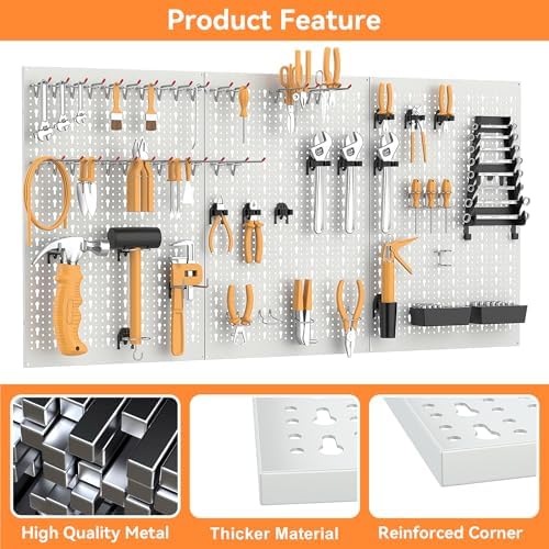 WALMANN Metal Pegboard, Tool Organizer Boards with Hooks, 24x48 in - Image 4