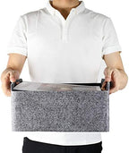 Welaxy Storage Baskets Collapsible Felt Storage bin Foldable Shelf Drawers Organizers Bins organizie Box with Handles for Kids Toys pet Toy Books Clothes Makeup Junk organise (Gray x 3) - Image 4