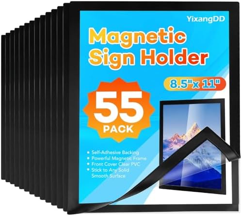 YixangDD 55 Pack Magnetic Sign Holder 8.5 x 11, Magnetic Paper Holder by YixangDD