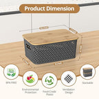 Plastic Storage Bins with Bamboo Lids, Stackable Small Box Baskets for Organizing and Containers for Shelves Drawers Desktop Closet Pantry Classroom Office Home, 6 Pack 10.2x7.2x4.1 Inch, Gray - Image 2