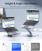 ORICO Adjustable Laptop Stand with 360° Rotating Base, Aluminum ST10-Silver - Image 3
