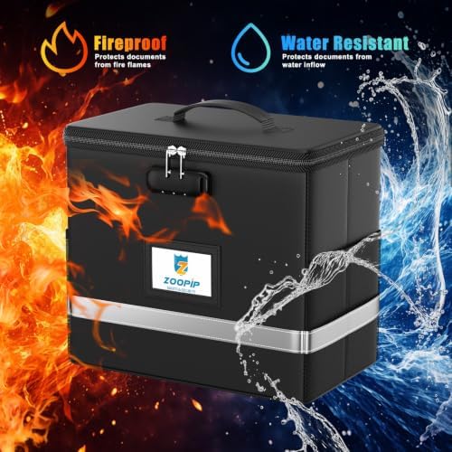 Fireproof File Box with Lock, 5200℉ Document Organizer, Black - Image 2