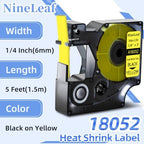 NineLeaf 8 Pack Compatible Labels Tape Replacement for Dymo 18052 1/4 inch Black on Yellow Heat Shrink Tube Labels 6mm x 1.5m for Wires and Cables Use in Rhino 4200 5200 5000 6000 3M Label Maker - Image 2