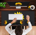 Ergonomic Mouse Pad Set, Desk Mat(31.5×11.8 in) + Keyboard Wrist Rest Support + Mouse Wrist Rest + Coasters for Office,Home,Computer,Laptop -Sunflower Nurse Pattern Black Gaming Large Mousepads - Image 4