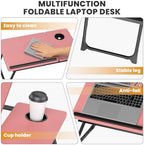 Laptop Bed Desk, 5-Angle Adjustable Bed Laptop Table with Cup Holder - Image 5