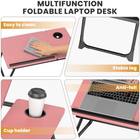 Laptop Bed Desk, 5-Angle Adjustable Bed Laptop Table with Cup Holder - Image 5