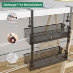 Multi-Model Under Desk Cable Management Tray 2 Packs Metal Under Desk Wire Management Clamp Mount Under Table Cord Management No Damage The Desk (Black) - Image 5