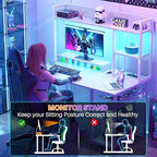 Cyclysio 39'' Gaming Desk with Hutch and Reversible Storage Shelves, White - Image 4