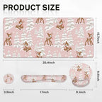 Britimes Keyboard Mouse Pad Set, 4 in 1 Desk Mat Set, Winter Cute Fawn - Image 2