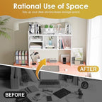 JupiterForce Desktop Bookshelf, Wooden Desktop Hutch Desk Shelf Storage Rack for Home Office, Study, Dorm Room, Computer Desk, Multi-Compartment Desktop Organizer - Image 4