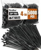 5000 PCS Zip Ties 4 Inch, Small Cable Ties with 18lbs Tensile Strength, Black Zip Ties for Indoor and Outdoor Use, Wire Ties, Black by YesBes