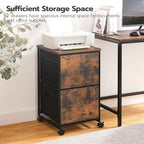 HOOBRO 2 Drawer Mobile File Cabinet, Rolling Printer Stand, Vertical Office Filing Cabinet for Home Office, A4/Letter Size, Nonwovens Drawer, Rustic Brown BF20WJ01 - Image 5