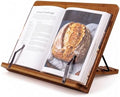 Bamboo Cookbook Stand Large, Adjustable Book Holder Tray and Page Paper Clips - Walnut Color Large - 4-Position Recipe Book Stand Holds Thick Books for Kitchen Counter, Reading, Studying - Foldable by Unknown