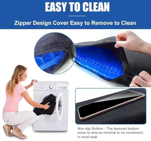 20" Gel Seat Cushion for Long Sitting(Jumbo&Thick) – Office Chair Cushion – Wheelchair Cushions for Pressure Sores – Non-Slip Desk Chair Car Seat Cushion Driving – Sciatica & Back Pain Relief - Image 7
