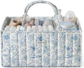 Blissful Diary Floral Diaper Caddy Organizer, Storage Basket, Blue Floral by BlissfulDiary