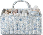 Blissful Diary Floral Diaper Caddy Organizer, Storage Basket, Blue Floral by BlissfulDiary