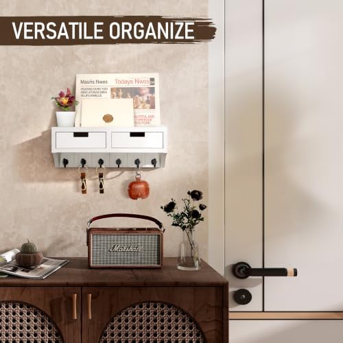 Rebee Vision Key Holder Wall Mount with Drawers for Apartment, Modern White - Image 5