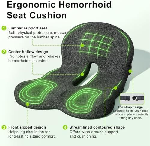 Office Chair Cushion, Ergonomic Seat Cushion with Back Support - Image 3
