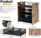 Desk Organizer, 5-Tier Desktop File Organizer with Drawer, Wooden Paper Tray Organizer, Office Desk Organzier and Accessories for Papers, Mail, Notebooks, Stationery - Image 2