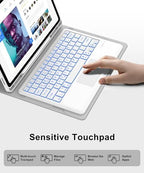 Keyboard Case for Samsung Galaxy Tab S10 FE+ Plus 13.1'' 2025, Galaxy Tablet S10FE+ Case Keyboard with Trackpad, Backlit Touch Keypad with S Pen Holder for Samsung Tab S10FE Plus, Light Grey - Image 3