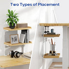 Clamp On Desk Shelf 2-Tier, 12.6 inch Wood Shelving Unit for Office Desk/Gaming Accessories, Tabletop Book Storage Rack, Shelf for Top & Under of Desk, Natural - Image 4