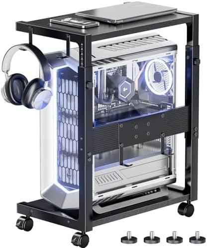 Adjustable Computer Tower Stand - 23.03"-28.3"H PC Holder Cart by AnikSunnyDirect