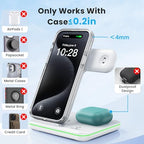WAITIEE Foldable Wireless Charger for iPhone 17 16 15 14 13 12 11 X 8, 3 in 1 Charging Station for Apple Watch & for AirPods(White) - Image 6