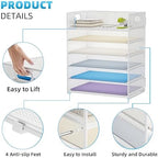 Marbrasse 6 Tier Paper Organizer Letter Tray - Mesh Desk File Organizer with Handle, Paper Sorter for Letter/A4 Office File Folder Holder - White - Image 4