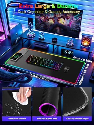Wireless Charging Mouse Pad Gaming, 31.5"x15.8" Large Desk Mat, Waterproof - Image 2